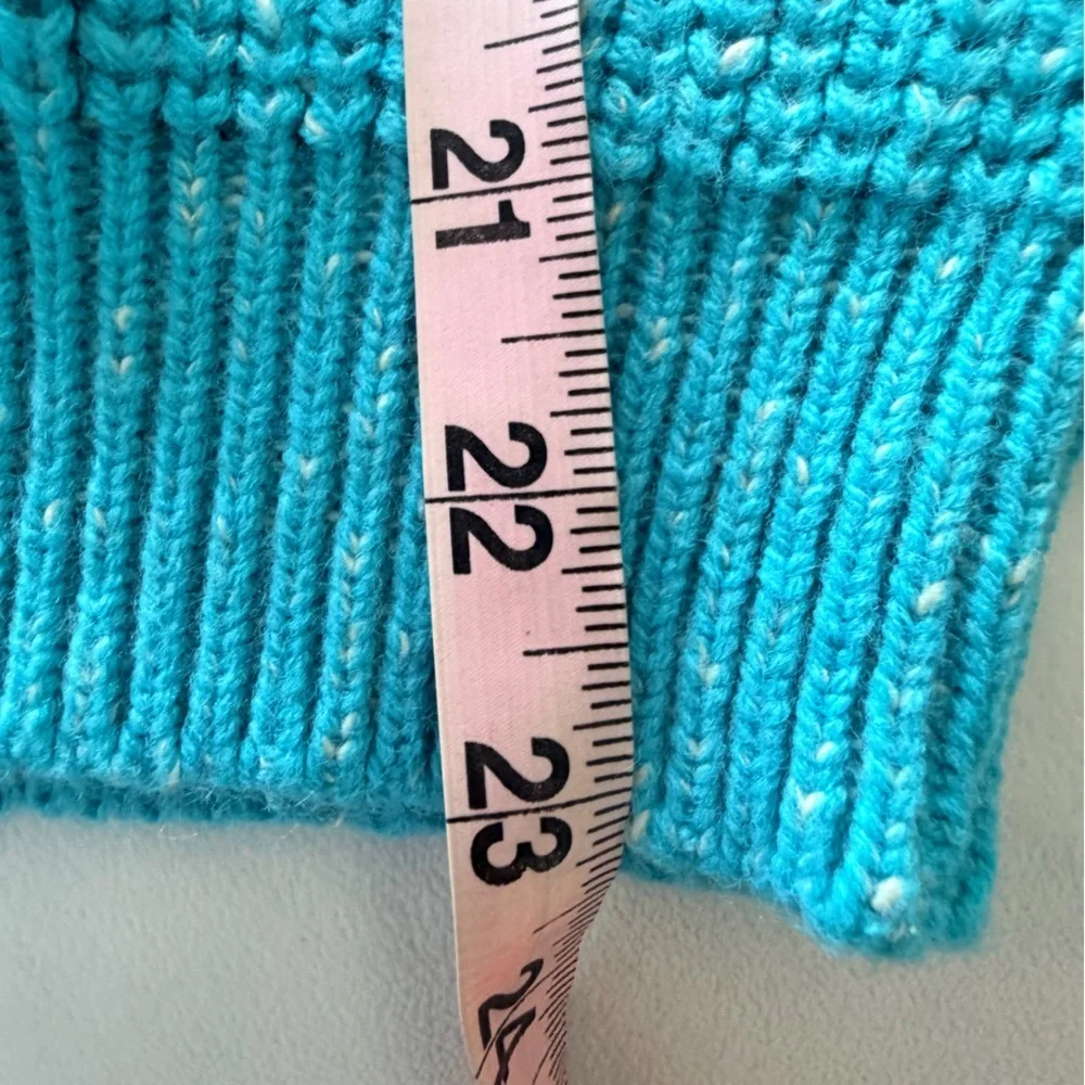 Yessica Aqua Short Sleeve Knit Sweater Textured Cotton Blend Women’s Size small